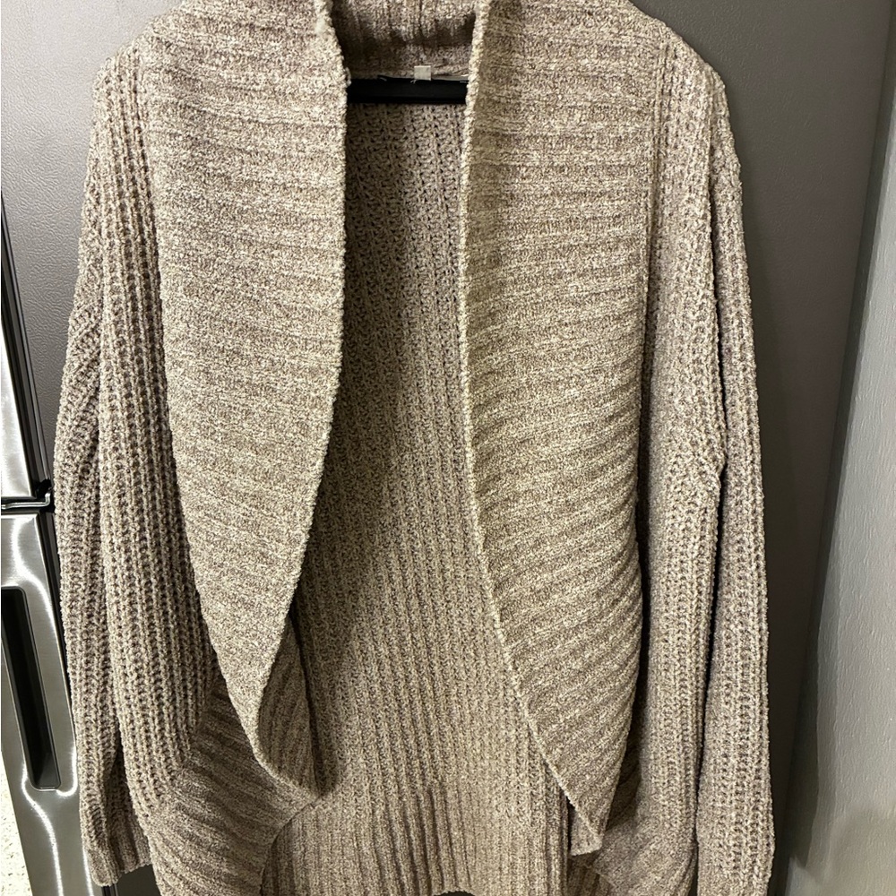 CasaCabana Women Taupe Grandma core Cardigan Oversized Chunky Ribbed Boho Soft